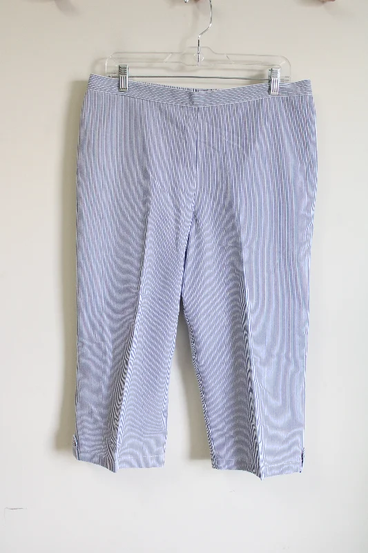 Alfred Dunner Blue Striped Capri Pants | 16 Casual Yoga Pants