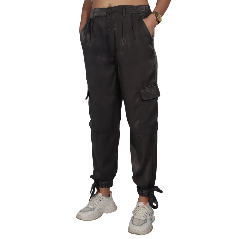 AND NOW THIS - Satin Cargo Pants Formal Slim Pants
