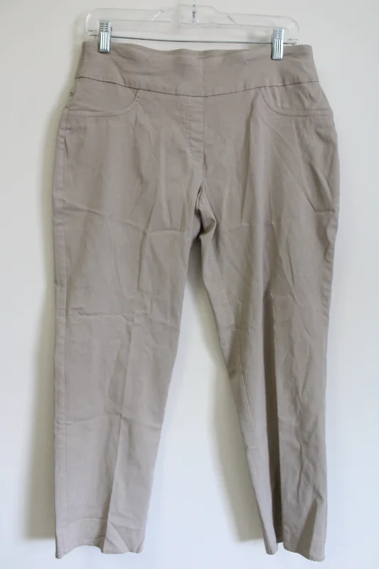 Ruby Rd. Tan Stretch Ankle Pant | 12 Petite Classic Straight Pants