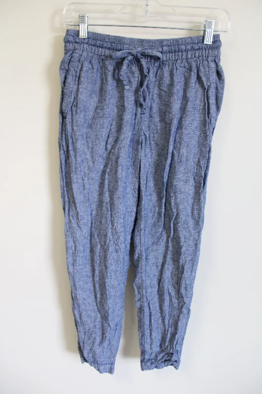 Old Navy Linen Blend Blue Ankle Pant | XS Cozy Maternity Pants