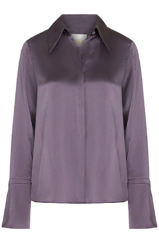 Object Of Affection Blouse - Plum Sweetheart Neck Blouse