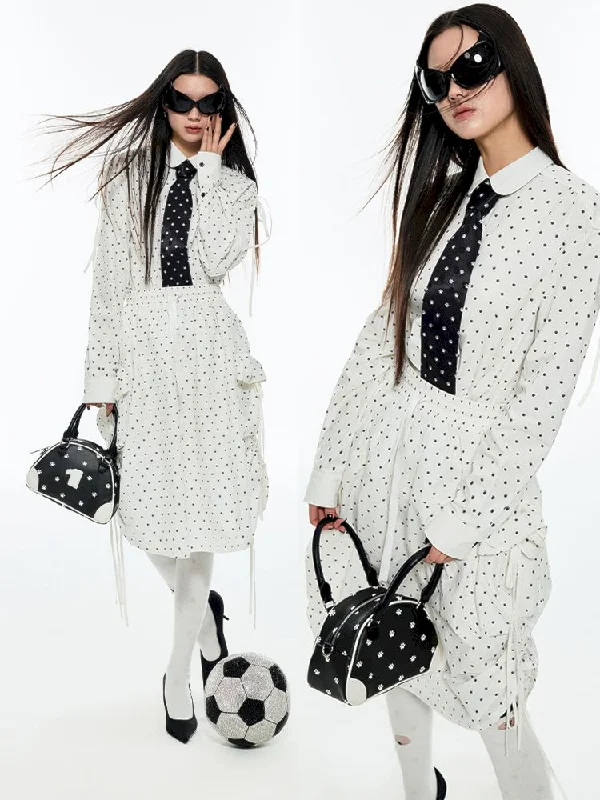 Cat's Paw Polka Dot Doll Collar Blouse Set【s0000006279】 Casual Button Blouse