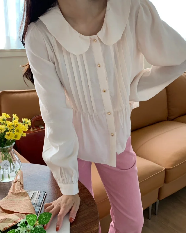 Elegance Frill blouse tops Double-Layered Blouse