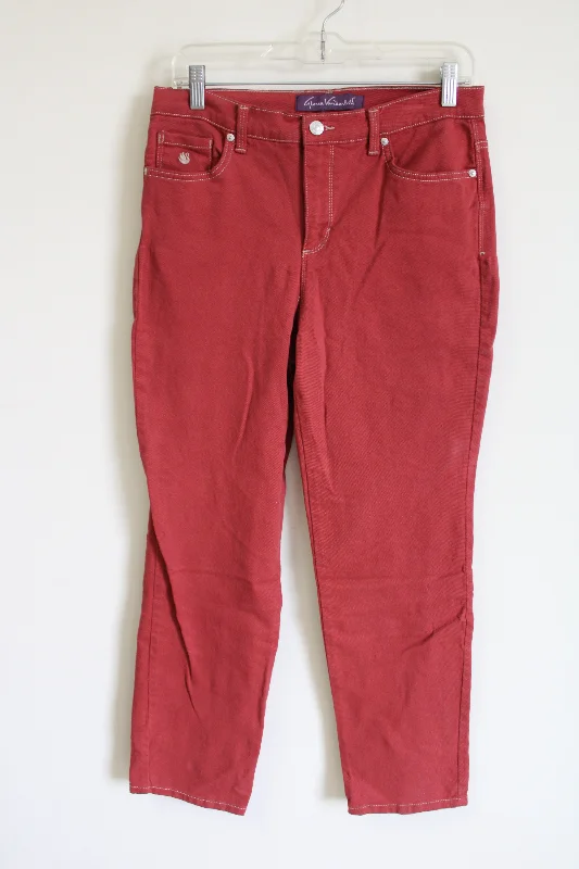 Gloria Vanderbilt Amanda Muted Red Pant | 6 Short Comfortable Fleece Pants