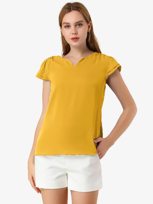 Solid Casual Plain Cap Sleeve Blouse Top Sleeveless Summer Blouse