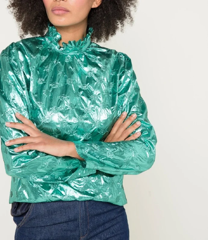 Modetrotter - Blouse Henri Santon - Aqua Side Tie Blouse