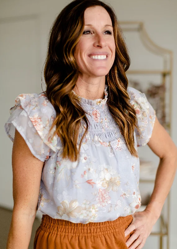 Periwinkle Yoke Blouse - FINAL SALE Embellished Collar Blouse