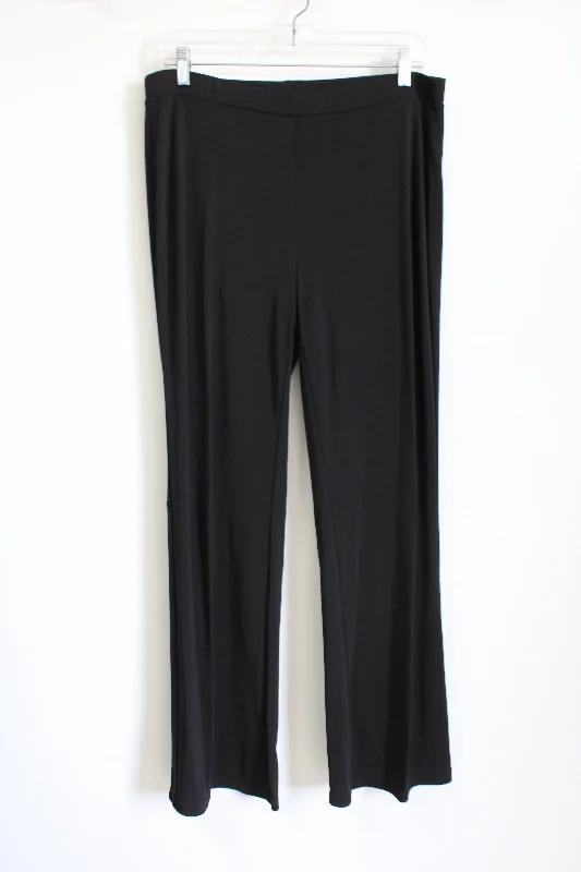 Anne Klein Black Straight Fit High Rise Pant | L Formal Linen Trousers