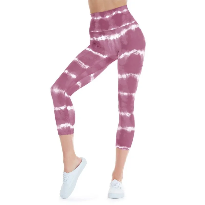 K-DEER - Women's Tie-Dyed Capri Pants Slim-Fit Khaki Pants