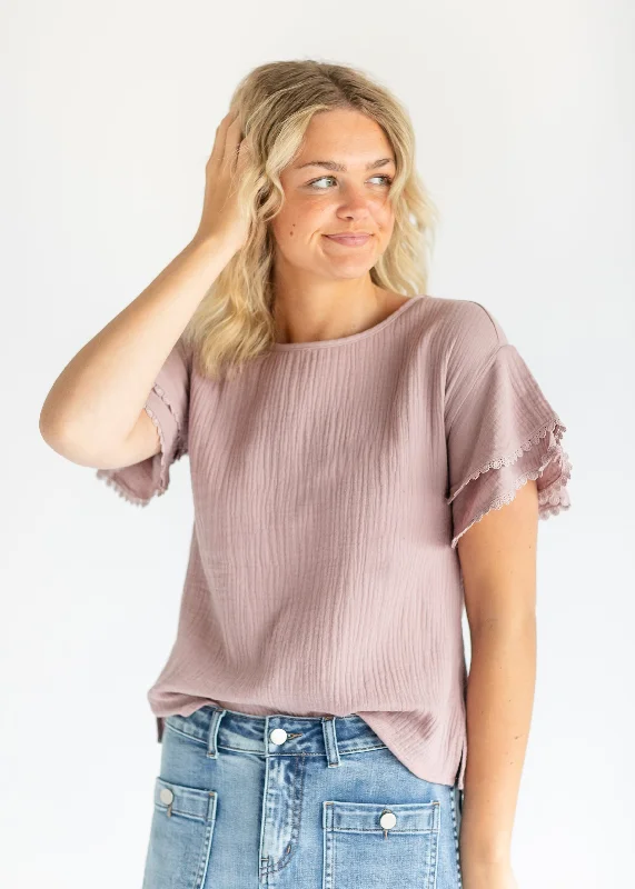 Lace Trim Detail Blouse - FINAL SALE High Neck Blouse