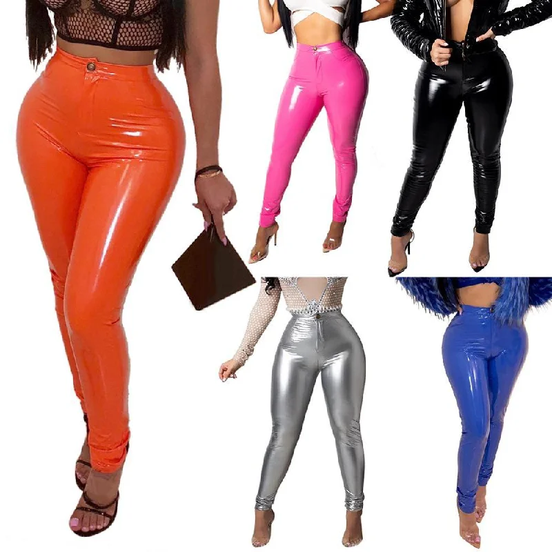Pu Faux Leather Pants Classic Straight Pants