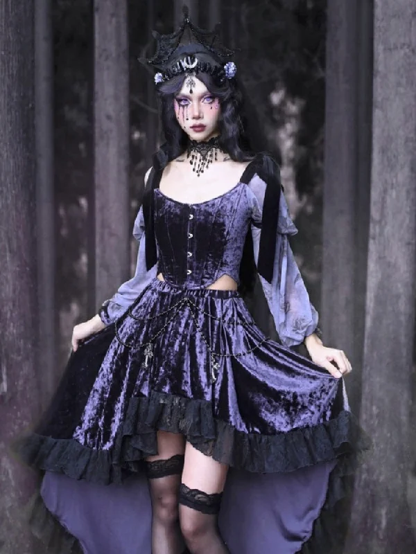 Gothic Velvet Balloon Sleeve Shoulder Ribbon Blouse【s0000003865】 Casual Relaxed Blouse Gothic Velvet Balloon Sleeve Shoulder Ribbon Blouse【s0000003865】 Casual Relaxed Blouse
