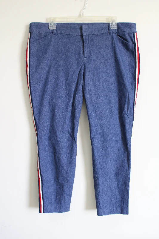 Old Navy Pixie Ankle Chambray Side Stripe Pant | 14 Relaxed Fit Trousers