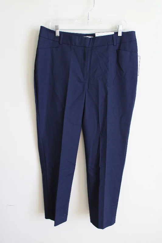 NEW Dana Buchman Ankle Mid Rise Straight Blue Pant | 14 Soft Stretch Trousers