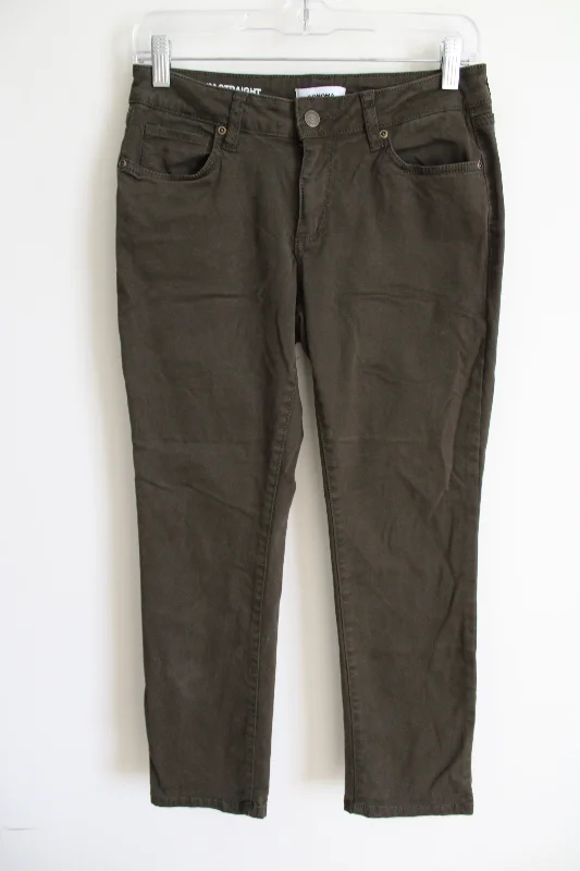Sonoma Slim Straight Olive Green Pants | 8 Petite Short Relaxed Linen Pants