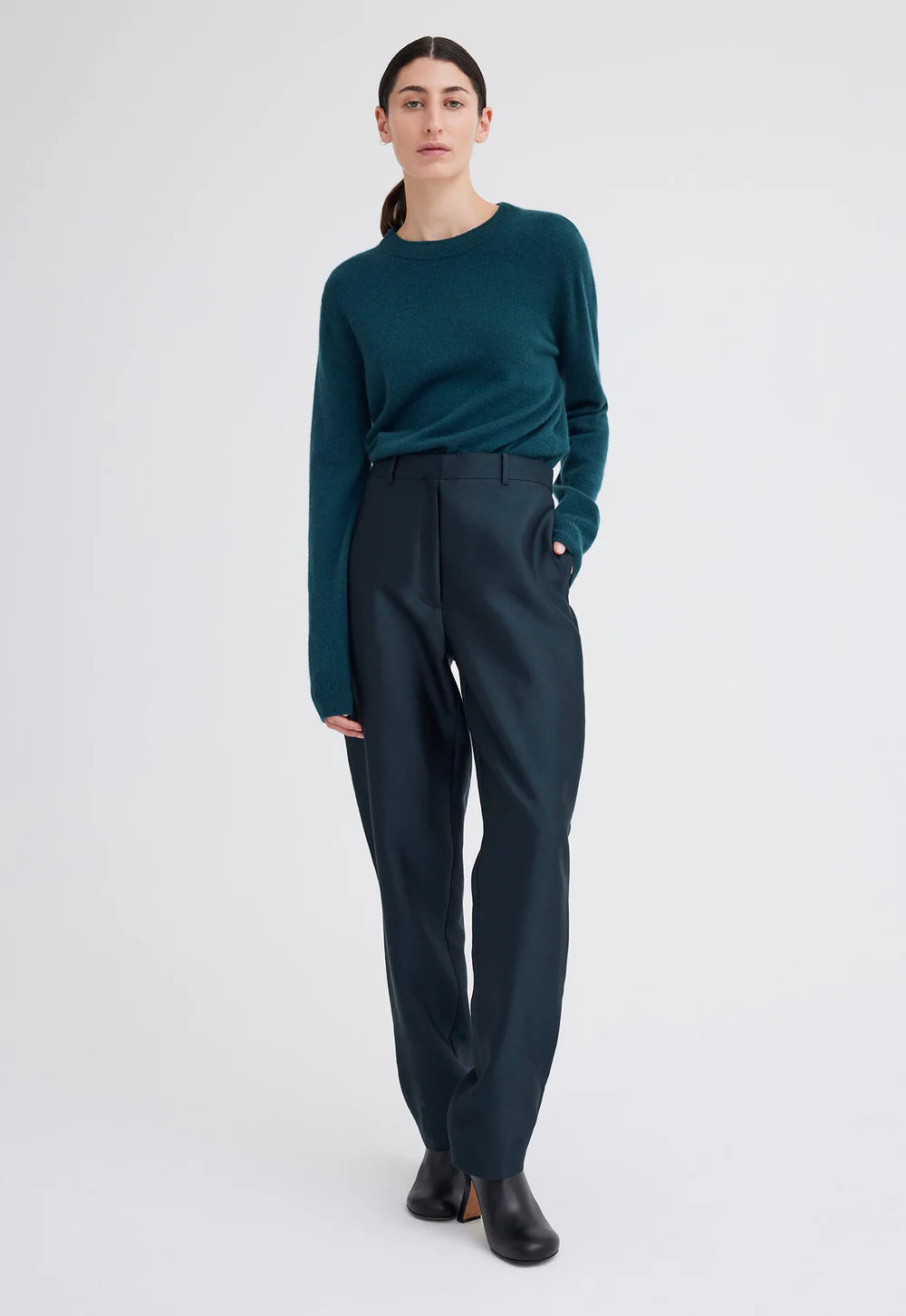 Novel Silk Wool Pant in Bavaria Green Trendy Work Pants