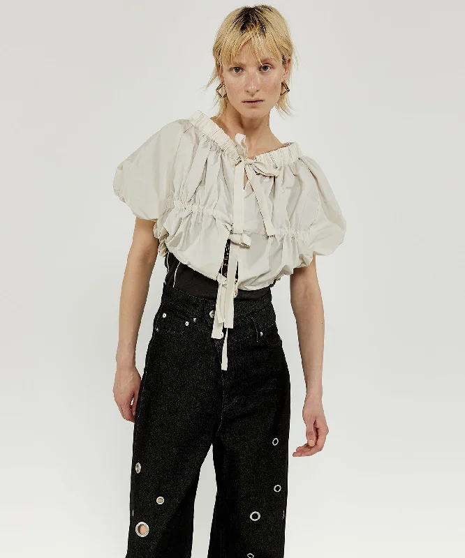 Ribbon Bolero Blouse Casual Stripe Blouse
