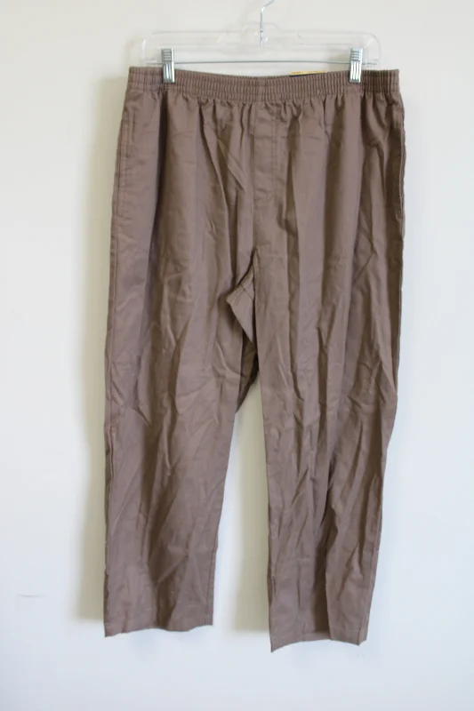 NEW Basic Editions Brown Relaxed Fit Pant | L Short Trendy Wide-Leg Pants