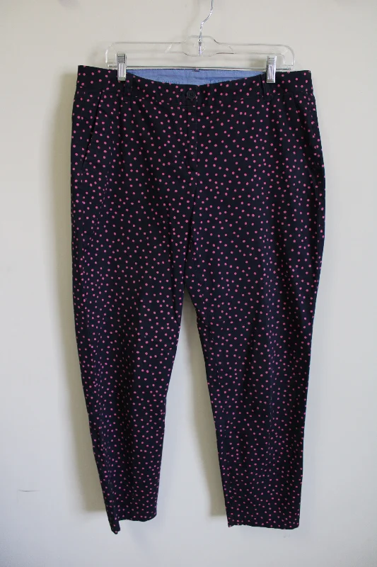 Talbots Weekend Chino Dark Navy Blue Pink Polka Dot Pant | 10 Sleek Black Pants
