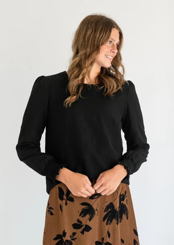 Blake Cinched Sleeve Blouse Side Tie Blouse