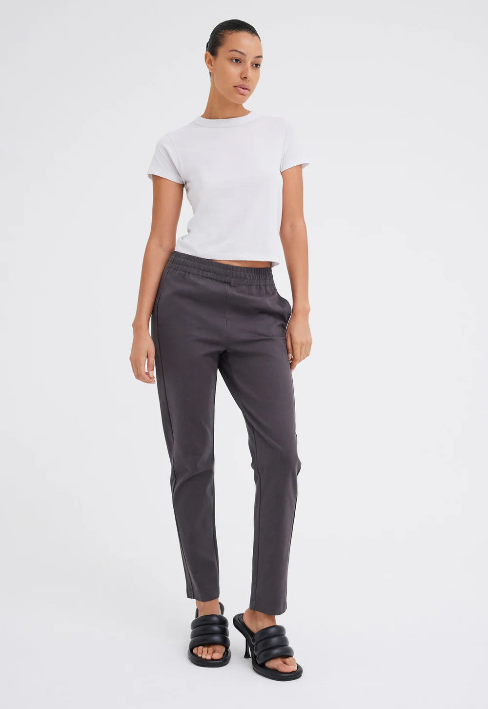 Cub Cotton Ponte Pant in Steelo Grey Chic Wool Trousers