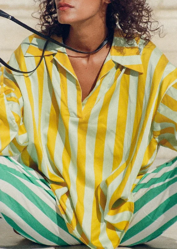 Modetrotter - Blouse Alana Flavio - Jaune Et Aqua Sleeveless Chiffon Blouse