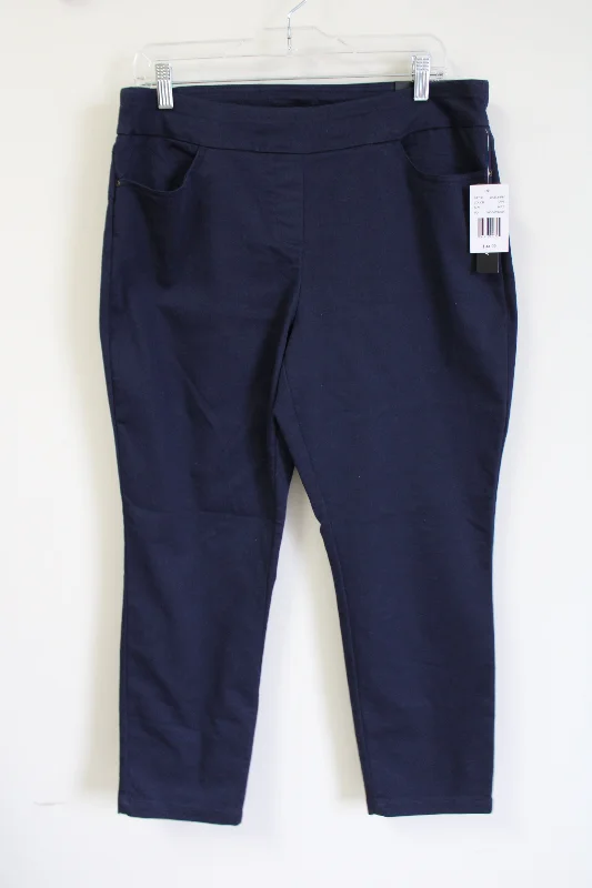 NEW Napa Valley Navy Blue Stretch Pant | 14 Short Stylish Paperbag Waist Pants