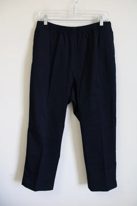Lands' End High Rise Straight Leg Navy Blue Pant | 16 Comfortable Pleated Pants