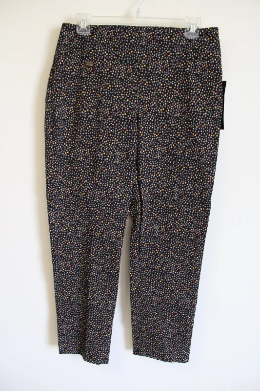 NEW Lisette L Montreal Black Pattern Pant Formal Linen Trousers