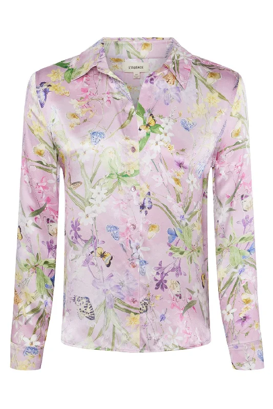 Tyler Blouse - Lilac Snow Botanical Butterfly Casual Button Blouse