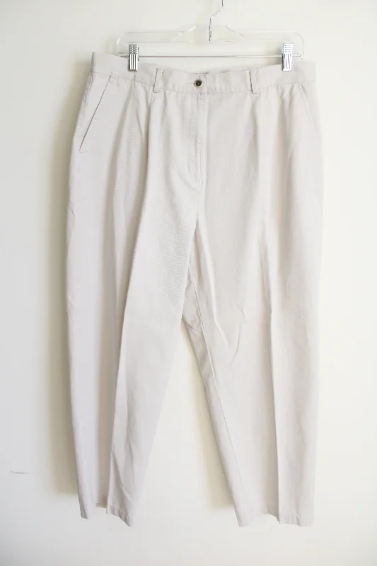 L.L. Bean Beige Khaki Pant | 18 Petite Trendy Wide-Legged Trousers