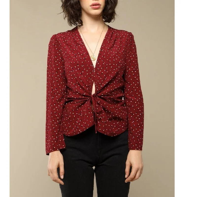 Rouje - Blouse Yasmine - Pois Bordeaux Soft Satin Blouse