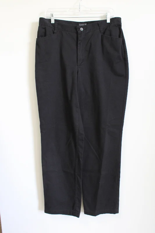 Riders Stretch Black Cotton Khaki Pant | 14 Long Chic Checkered Pants