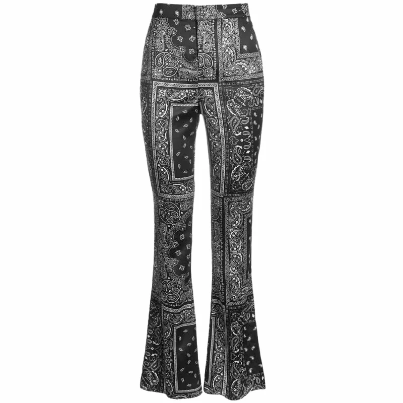 BAR III - Akers Bandana-Print Wide-Leg Pants Soft Stretch Trousers