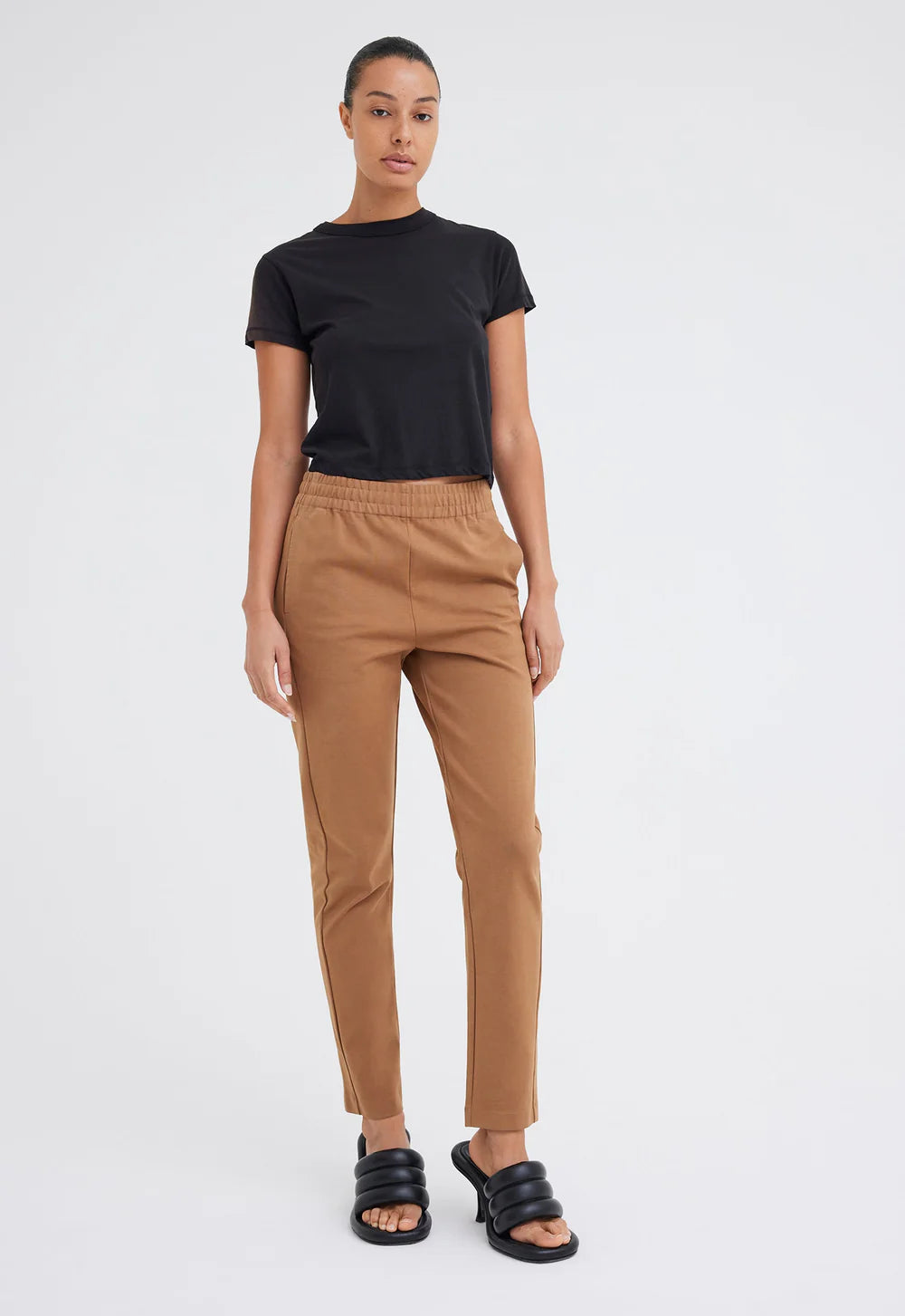 Cub Cotton Ponte Pant in Colt Brown Chic Capri Pants