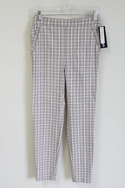 NEW Nikki K Ankle Length Tan Plaid Fitted Chino Pants | S Comfortable Denim Trousers