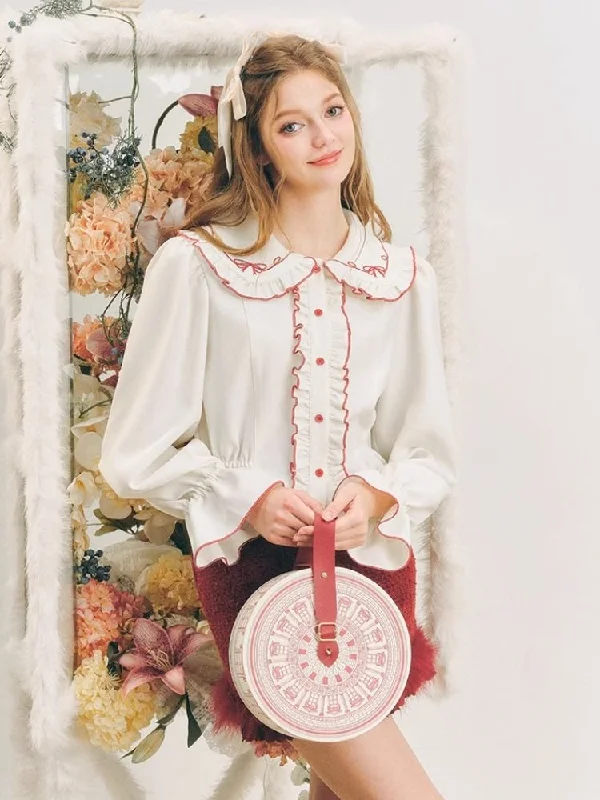 Lace Bubble Blouse【s0000004616】 Asymmetric Hem Blouse
