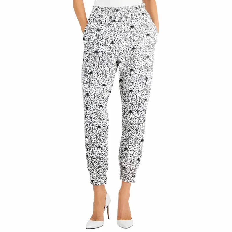INC - Pocketed Joggers Elastic Waistband Cuffs Printed Pants Formal Wide-Leg Pants