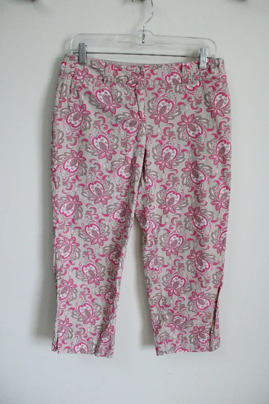 NY&C Pink Floral Manhattan Chino Capri Pant | 6 Classic Pleated Pants