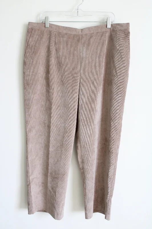 Alfred Dunner Light Brown Lightweight Corduroy Pant | 20W Casual Sweatpants Style