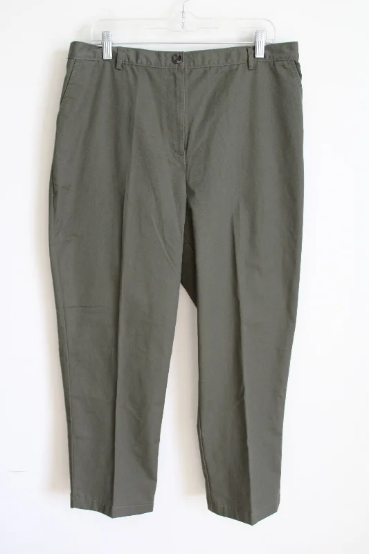 Lands' End High Rise Straight Leg Olive Green Pants | 16 Relaxed High-Waist Trousers