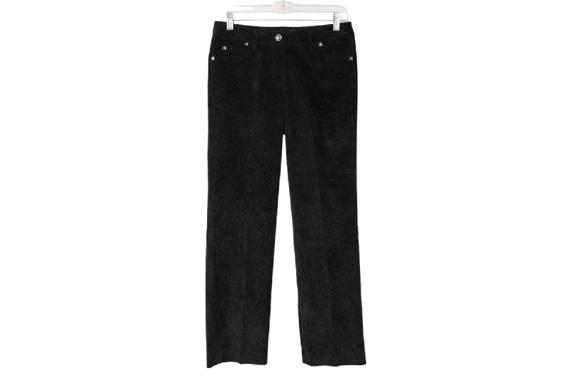 Larry Levine Black Corduroy Pants | 4 Petite Trendy Velvet Pants