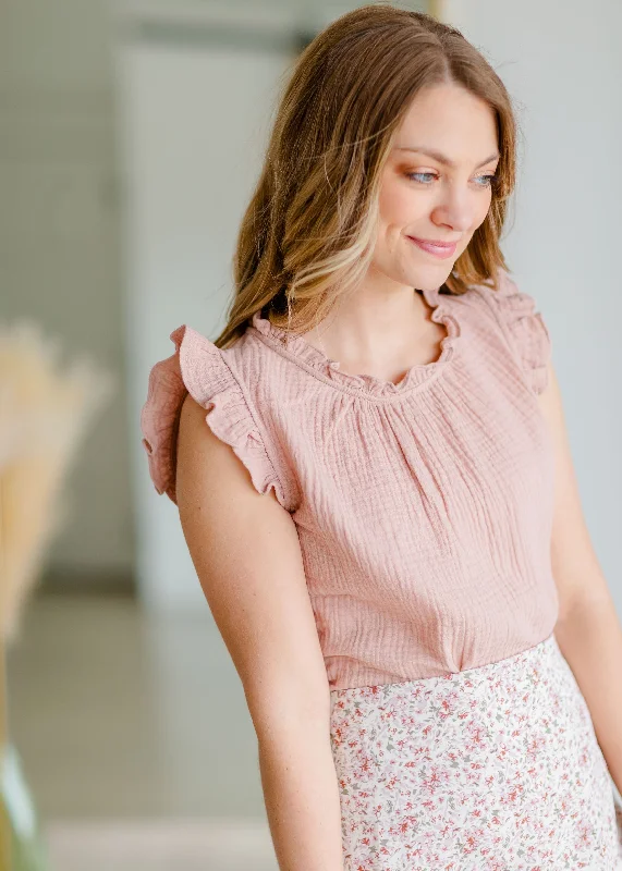 Double Gauze Ruffled Blouse - FINAL SALE Playful Puff Blouse