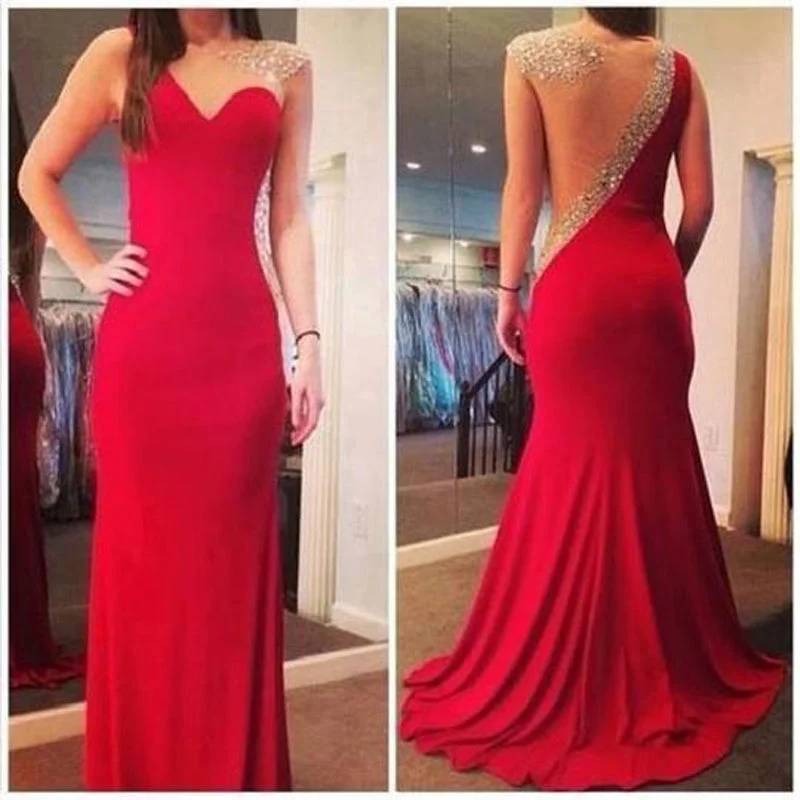 Red Long Prom Dresses, Elegant Red Jersey Prom Dresses, Beading Mermaid Prom Dresses, Yarn Prom Dresses, Illusion Sleeveless Prom Dresses, TYP0069 Red Long Prom Dresses, Elegant Red Jersey Prom Dresses, Beading Mermaid Prom Dresses, Yarn Prom Dresses, Illusion Sleeveless Prom Dresses, TYP0069