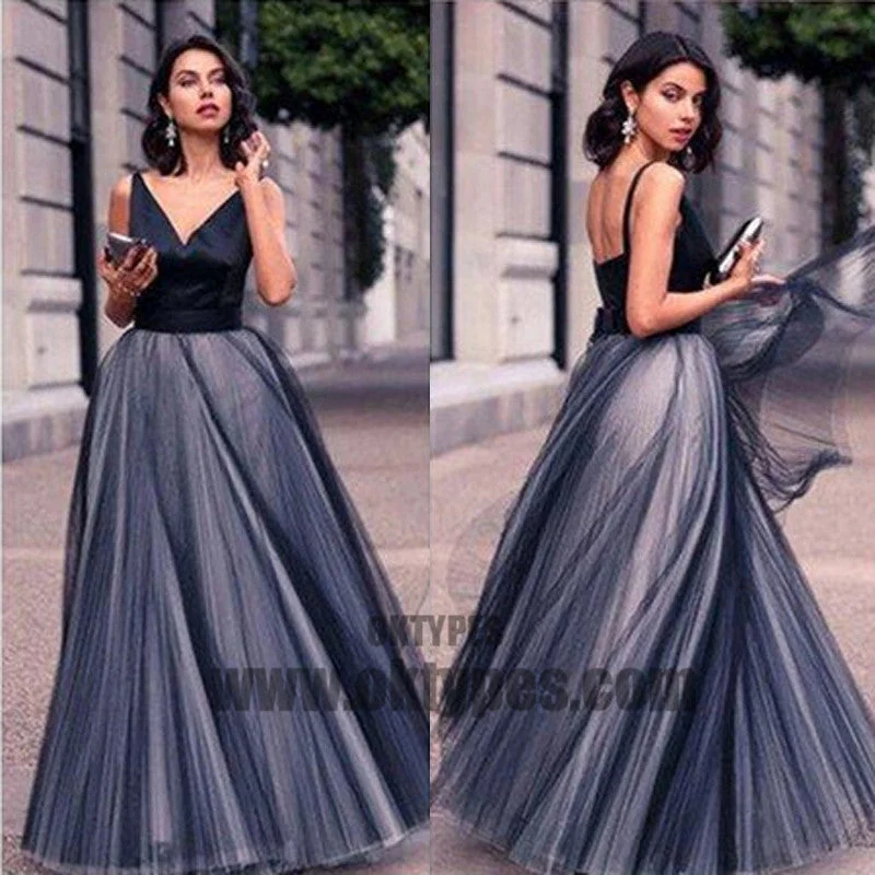 Long Floor Length Prom Dresses, V-neck Tulle Prom Dresses, Backless Prom Dresses, A-line Prom Dresses, TYP0213 Long Floor Length Prom Dresses, V-neck Tulle Prom Dresses, Backless Prom Dresses, A-line Prom Dresses, TYP0213