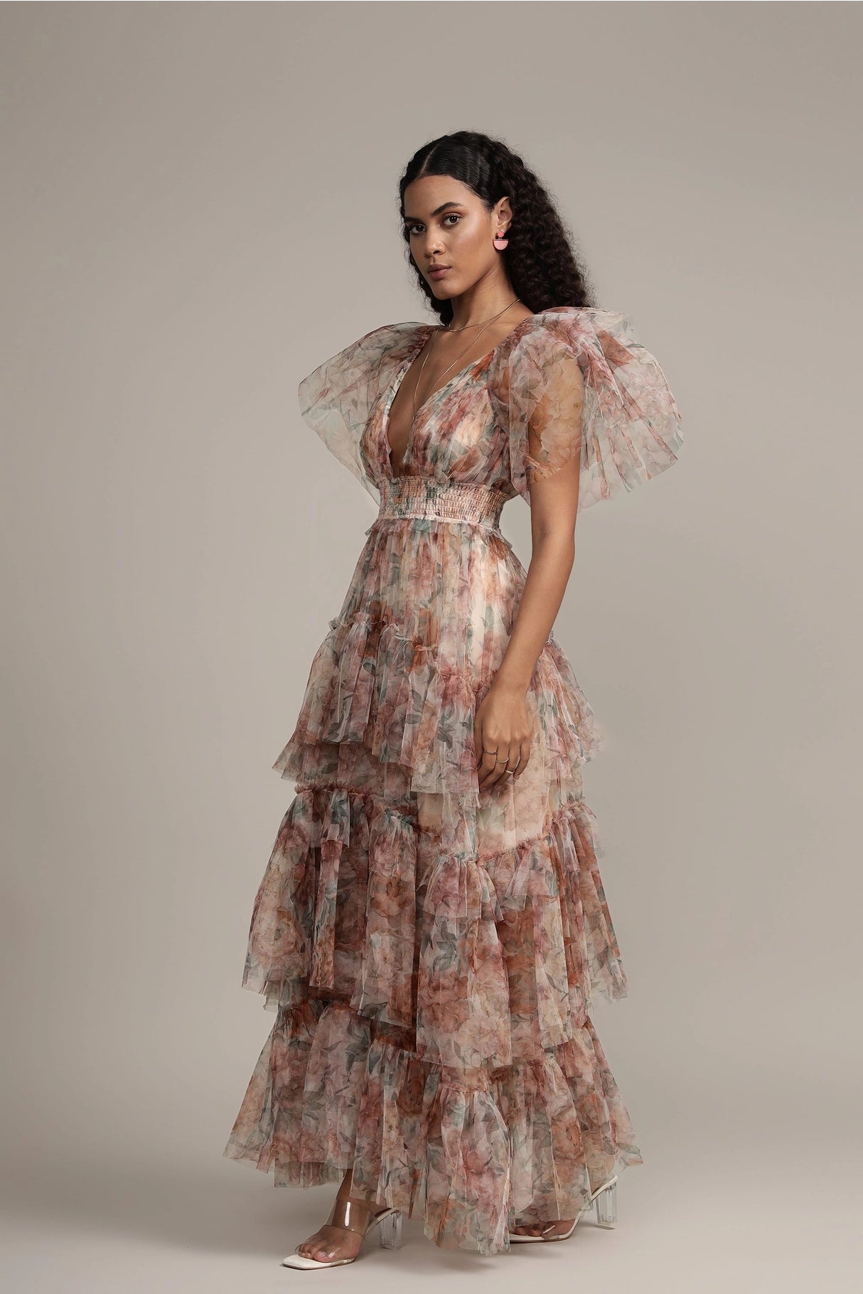 Lace & Beads Jasmine Mocha Brown Tulle Dress