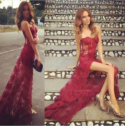 Red Long Mermaid Prom Dresses, Sweetheart Lace Prom Dresses, Front Split Prom Dresses, Zipper Prom Dresses, TYP0210 Red Long Mermaid Prom Dresses, Sweetheart Lace Prom Dresses, Front Split Prom Dresses, Zipper Prom Dresses, TYP0210