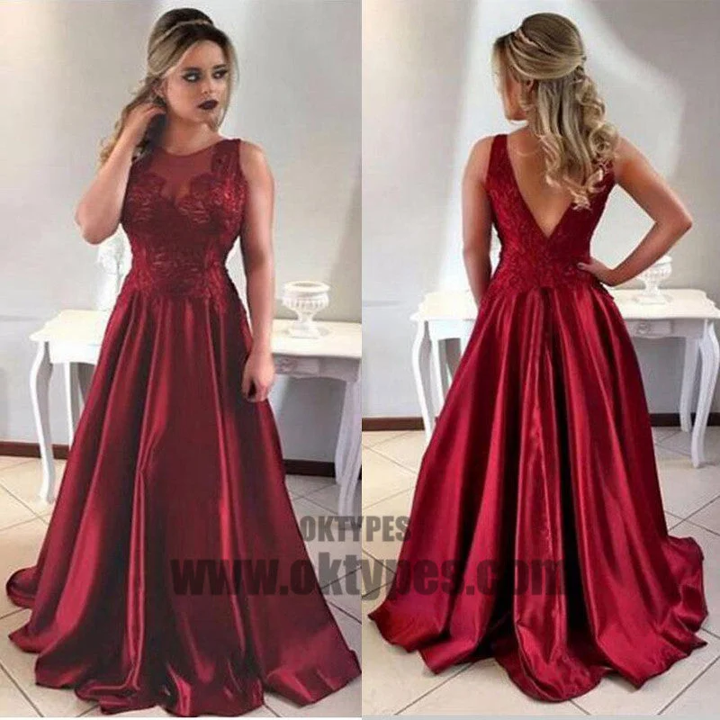 Claret A-line Long Floor Length Prom Dresses, Appliques Prom Dresses, Jewel Prom Dresses, V-back Prom Dresses, TYP0287 Claret A-line Long Floor Length Prom Dresses, Appliques Prom Dresses, Jewel Prom Dresses, V-back Prom Dresses, TYP0287