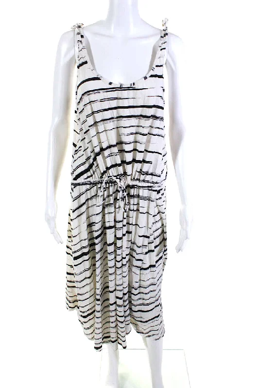 Zimmermann White/Black Sleeveless Stripe Summer Dress