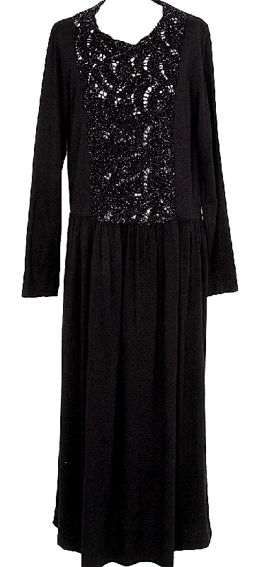 Comme des Garcons Japan. Tricot. Black Front Glitter Design Long Dress